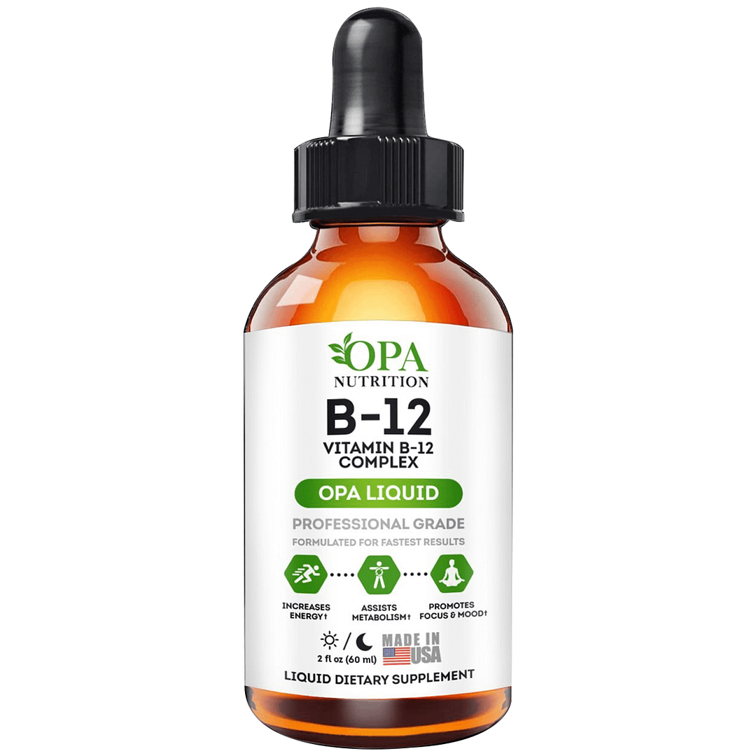 Liquid Vitamin B12 Supplement for Energy, Mood, and Focus - 60 ml Front ingredients